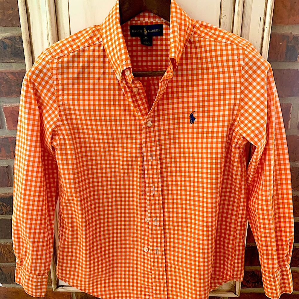 Boy’s Polo Ralph Lauren orange checked button down